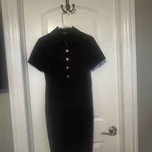 J Crew Black Dress with Gold Buttons. Size 4. NWT